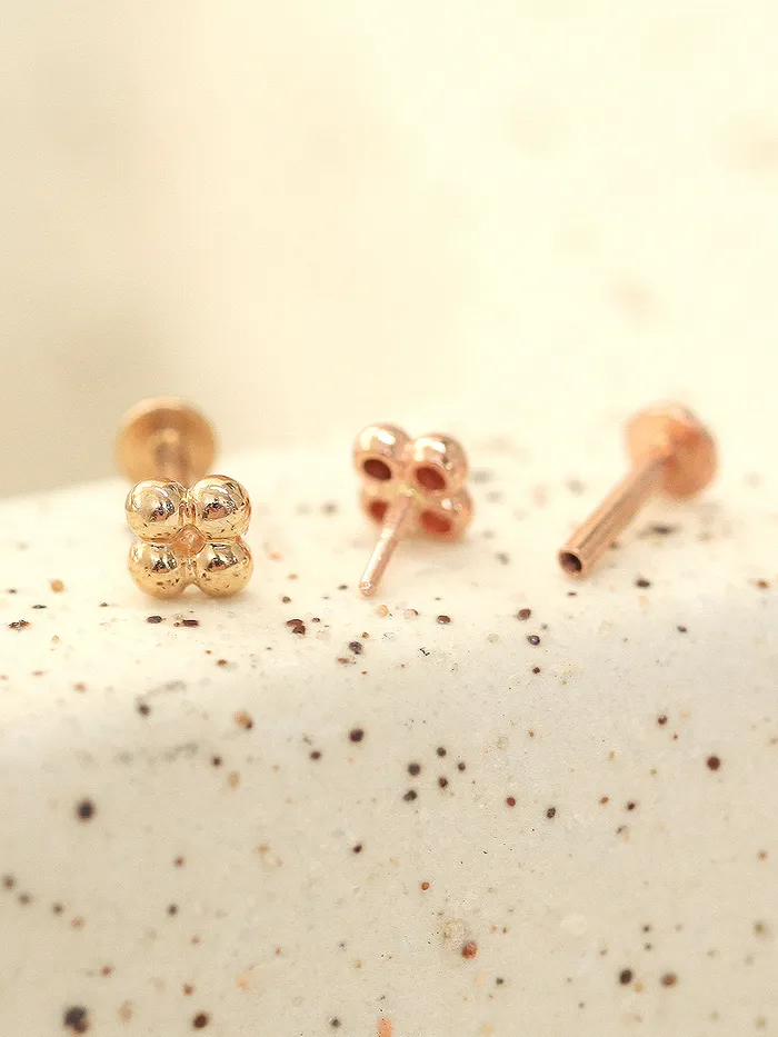 MinimalBijoux PreStyled Sets 14K gold Internally Threaded Square Ball barbell labret piercing 20g18g16g