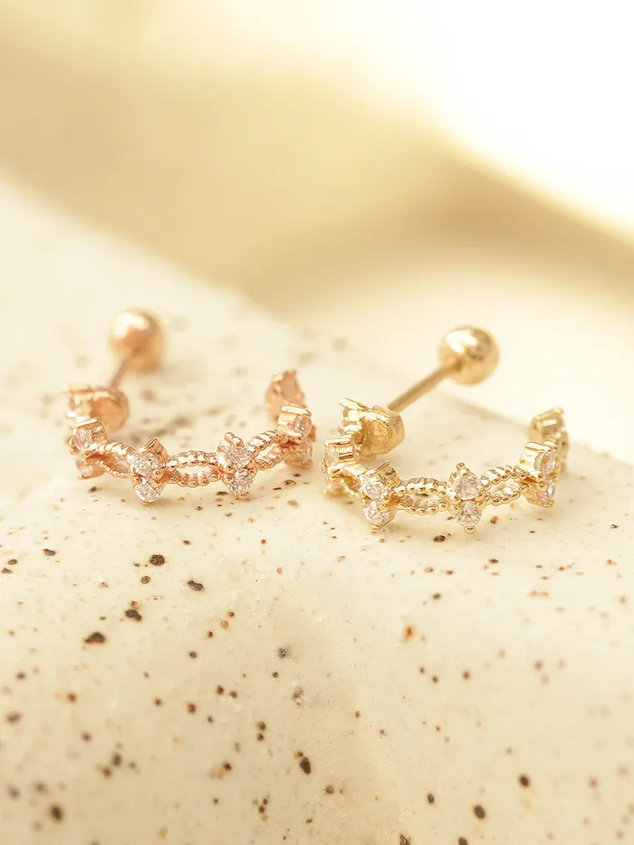 Rings MinimalBijoux 14K Gold Double Cubic Twist Half Ring Cartilage Earring 20G18G16G