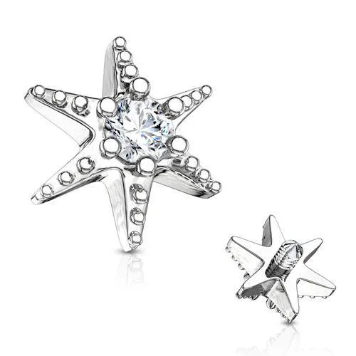 Tulsa Body Jewelry Bracelets 14g CZ Starfish Stainless End