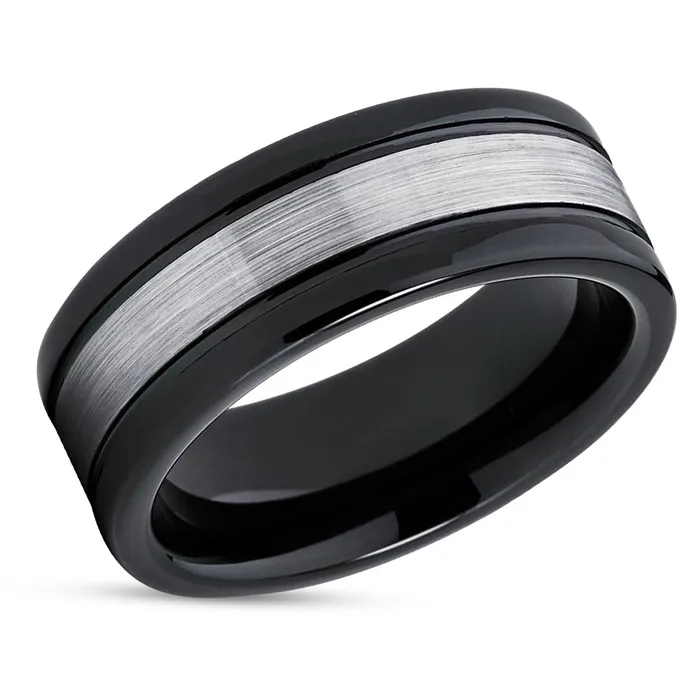 BlacK Wedding Band Black Tungsten Ring Tungsten Wedding Ring 8MM Ring Clean Casting Jewelry Rings