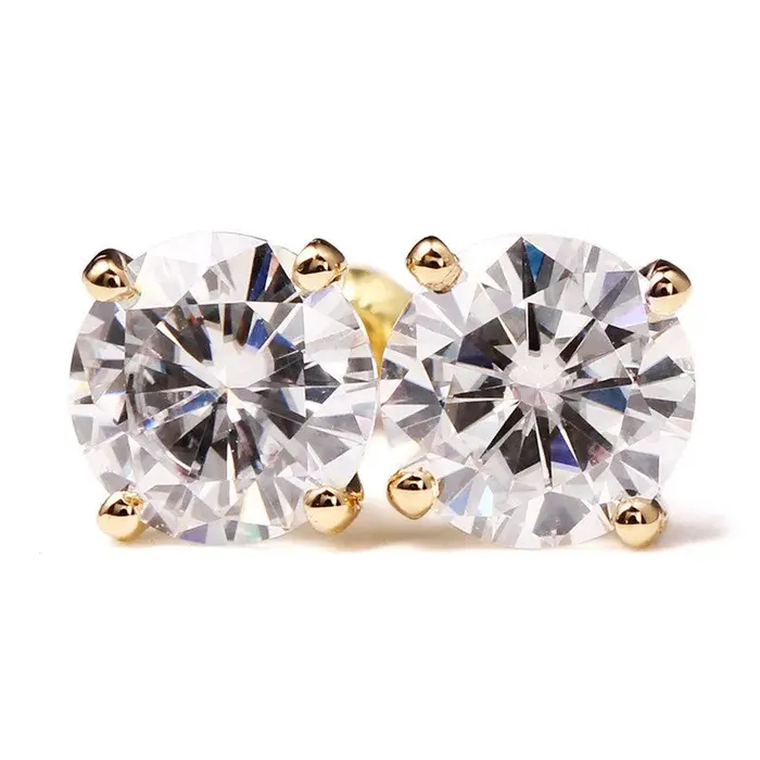 Earrings 14k Yellow Gold Moissanite Stud Earrings 1ctw 24ctw Options Best Earrings Material for Sensitive Ears Luxus Moissanite Rings Jewelry