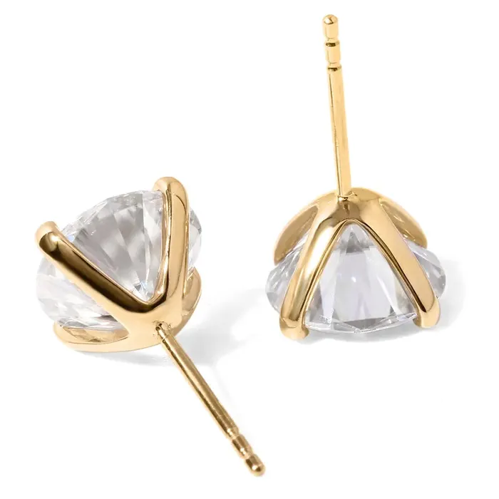 Earrings 14k Yellow Gold Moissanite Stud Earrings 1ctw 24ctw Options Best Earrings Material for Sensitive Ears Luxus Moissanite Rings Jewelry