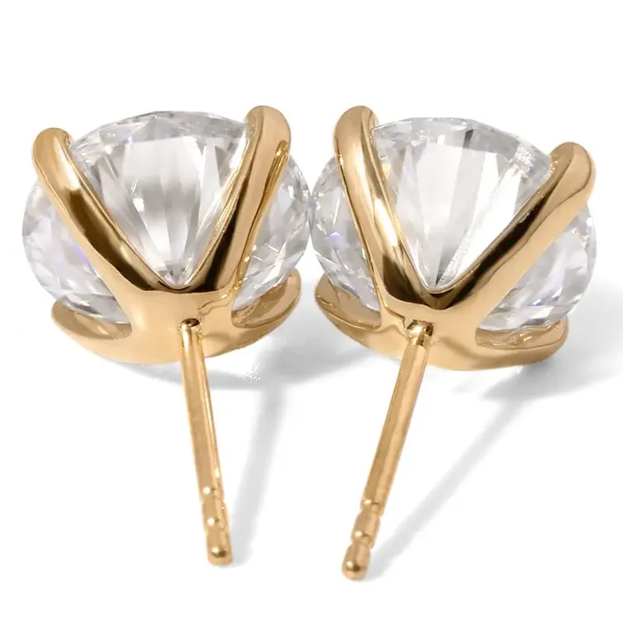 Earrings 14k Yellow Gold Moissanite Stud Earrings 1ctw 24ctw Options Best Earrings Material for Sensitive Ears Luxus Moissanite Rings Jewelry