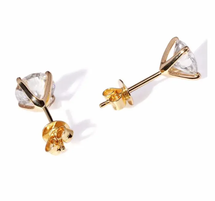 Earrings 14k Yellow Gold Moissanite Stud Earrings 1ctw 24ctw Options Best Earrings Material for Sensitive Ears Luxus Moissanite Rings Jewelry