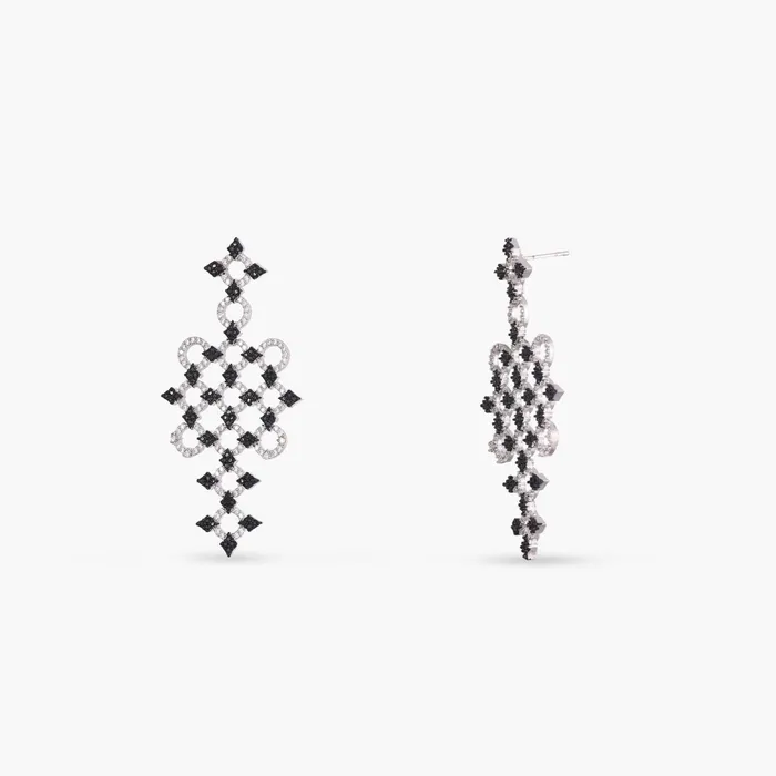 Earrings SILVER Monochrome Play CZ Silver Drop Earrings