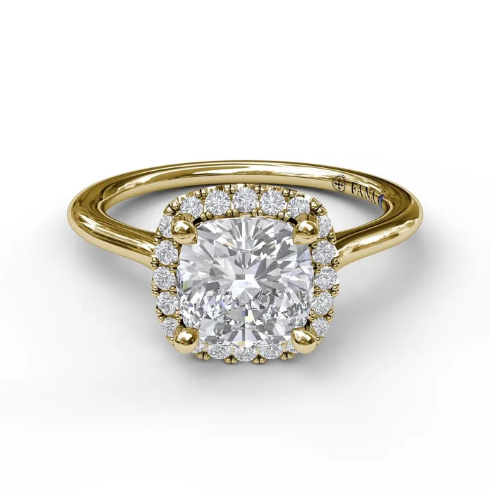 FANA Classic Cushion Halo Engagement Ring Setting International Diamond Center Rings