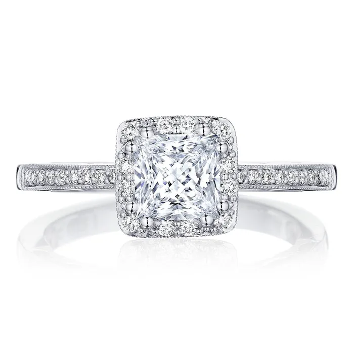 International Diamond Center Rings Tacori 14k White Gold Coastal Crescent Collection Classic Engagement Ring Setting 023CTW