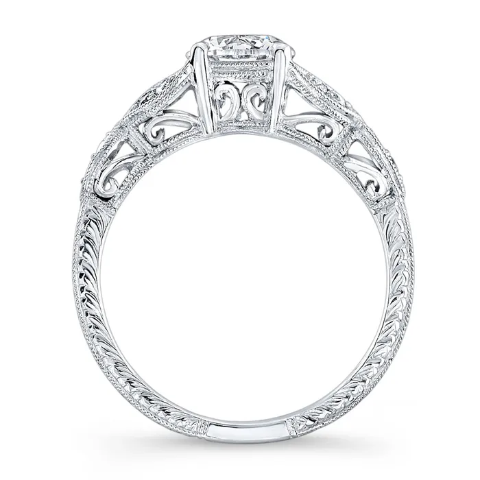 Jolie Designs Round Diamond Vintage Engagement Ring 012 CTW International Diamond Center Rings