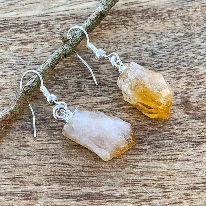 Magic Crystals Earrings Citrine Raw Silver Earring