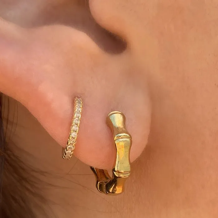 Mini Bamboo Huggie Earrings VibeSzn Earrings