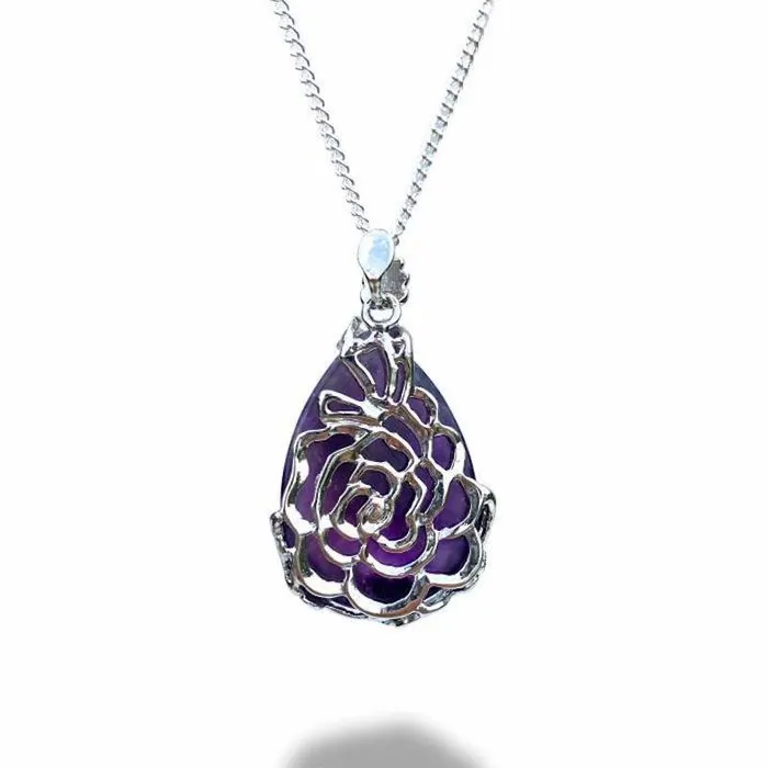 Necklaces Magic Crystals Natural Crystal Tear Drop Flower Necklace