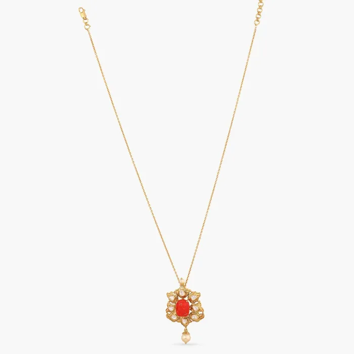 Necklaces SILVER Carved Coral Moissanite Silver Pendant