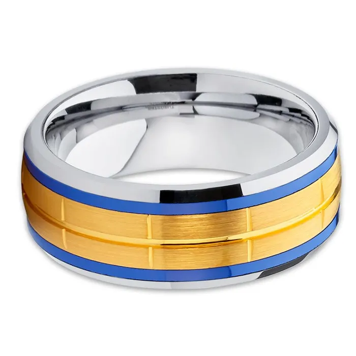Rings Clean Casting Jewelry Yellow Gold Tungsten Band Blue Tungsten Tungsten Wedding Band Wedding Ring