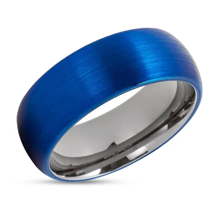 Rings Gunmetal Tungsten Wedding Band Blue Wedding Band Tungsten Wedding Ring Clean Casting Jewelry