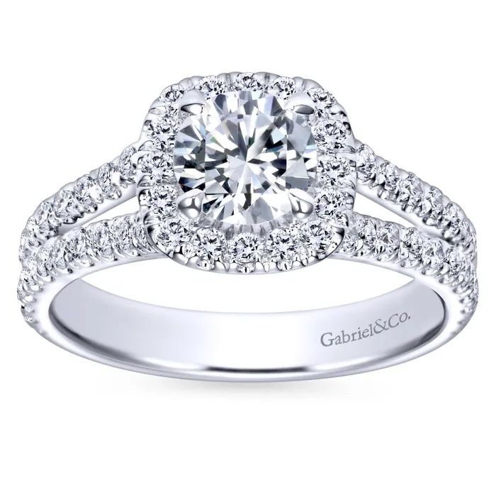 Rings International Diamond Center Gabriel Bridal Collection White Gold Halo Engagement Ring 078 ctw