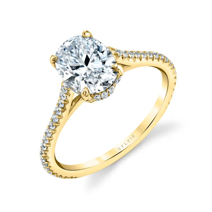 Shop IDC estore Sylvie Steffi Oval Classic Hidden Halo Engagement Ring Setting Rings