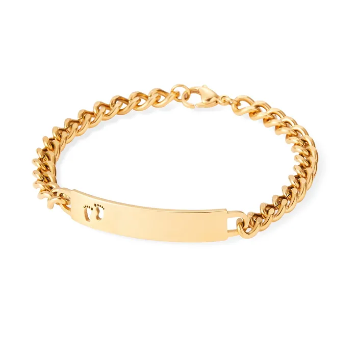 Speidel Bracelets Ladies ID Bracelet with Pierced Footprints Cutout