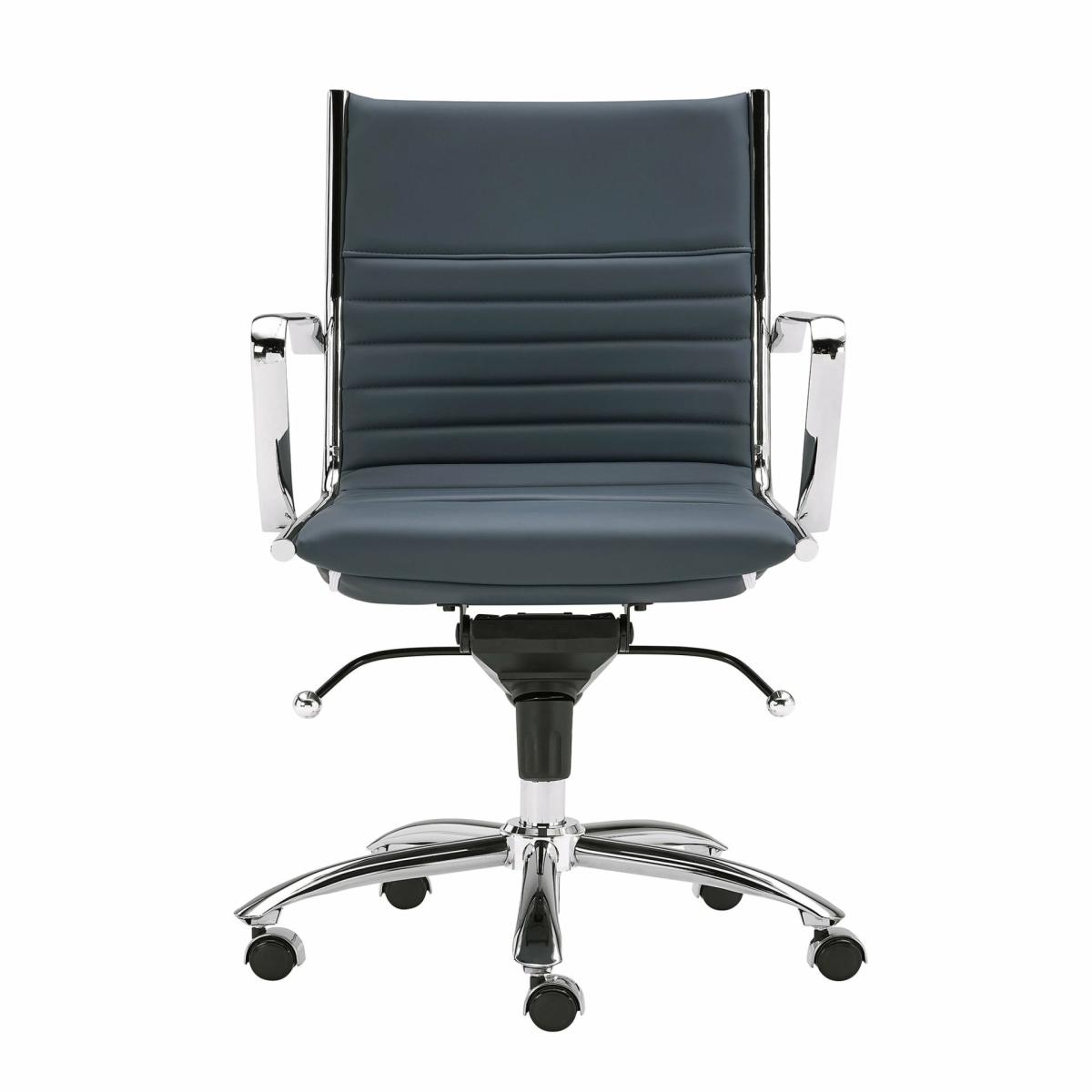 Office Chairs |  Blue Leather & Chrome Low Back Modern Office Chair Office Chairs Office Chairs