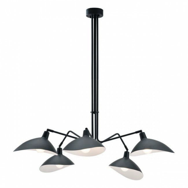 Office Lighting |  Adjustable Scoop-Style Hanging Ceiling Light In Black & White Office Decor Office Lighting