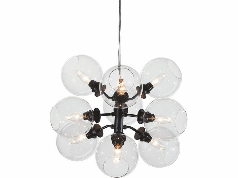 Office Lighting |  Clear Glass Cluster Pendant Light With Stainless Steel Arms Office Decor Office Lighting