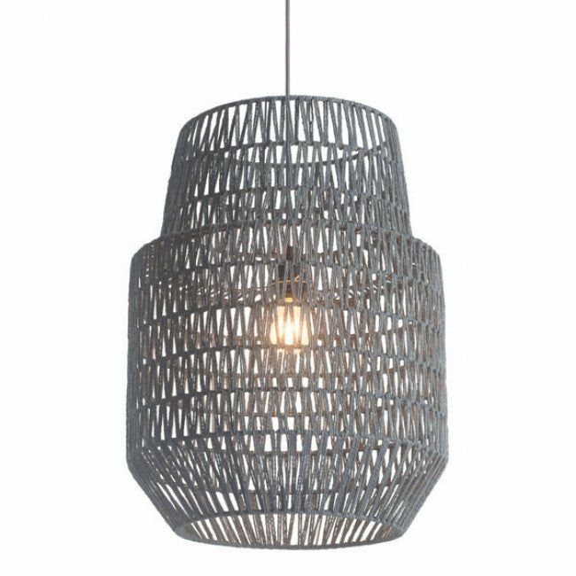 Office Lighting |  Gray Bell-Shaped Ceiling Light W/ Woven Shade Office Decor Office Lighting