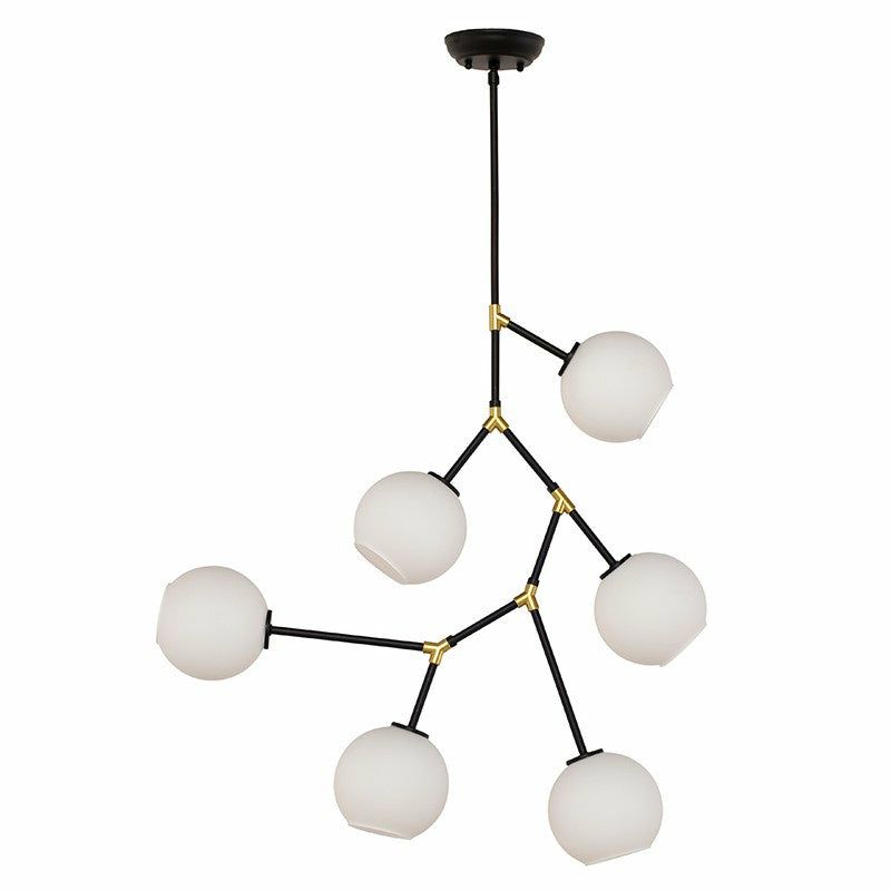 Office Lighting |  Simple 6-Bulb Pendant Light With White Glass Shades Office Decor Office Lighting