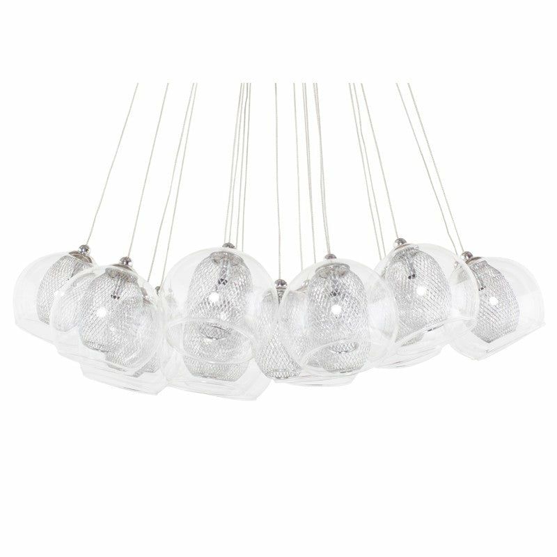 Office Lighting |  Sophisticated 19 Bulb Pendant Light With Clear Glass Orb Shades Office Decor Office Lighting